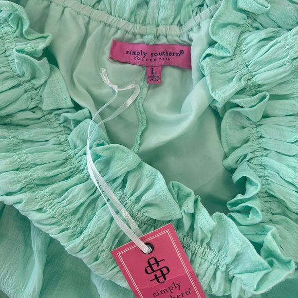 New Simply Southern Aqua/Mint Mini Skirt, Size Large - Picture 3 of 4
